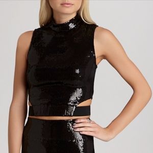 BCBG Generation mock neck sequin top